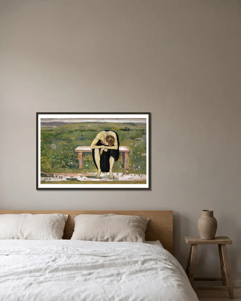 Enttäuschte Seele von Ferdinand Hodler gerahmt an einer Wand