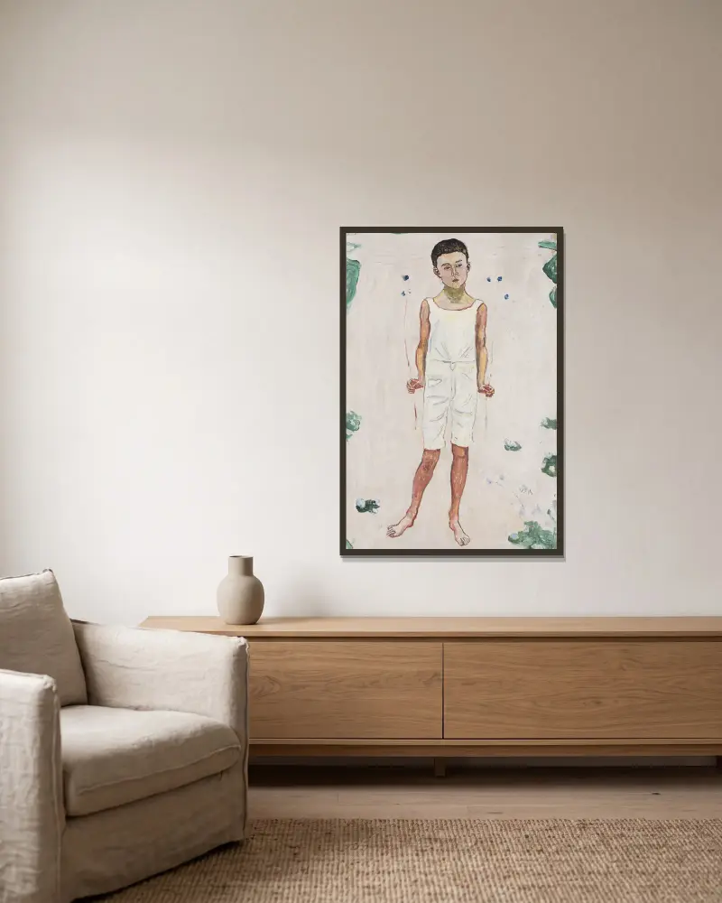 Enchanted Boy av Ferdinand Hodler inramad på en vägg