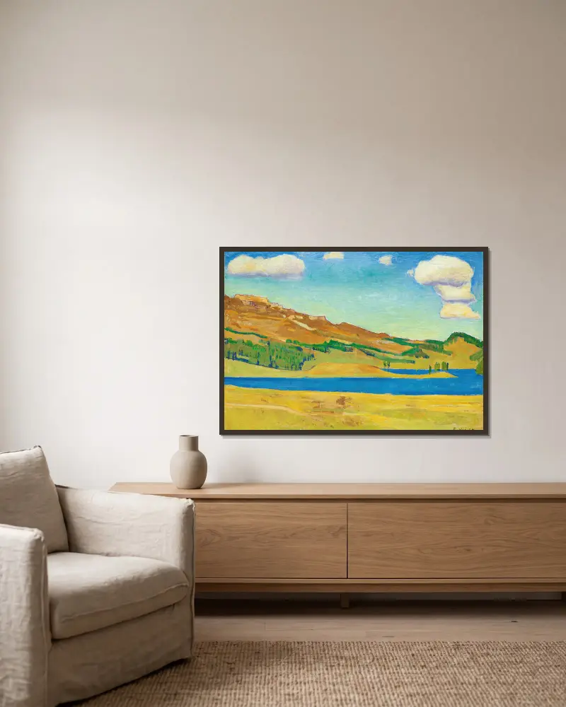 Lake Champfèr von Ferdinand Hodler gerahmt an einer Wand