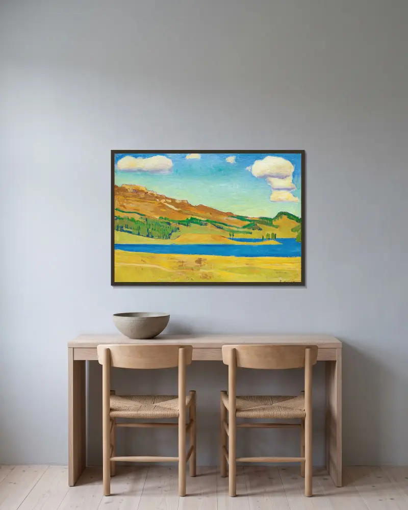 Lake Champfèr von Ferdinand Hodler gerahmt an einer Wand
