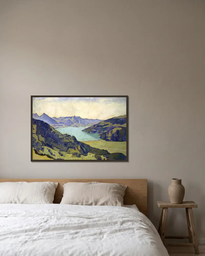 Lake Thun From Breitlauenen av Ferdinand Hodler inramad på en vägg