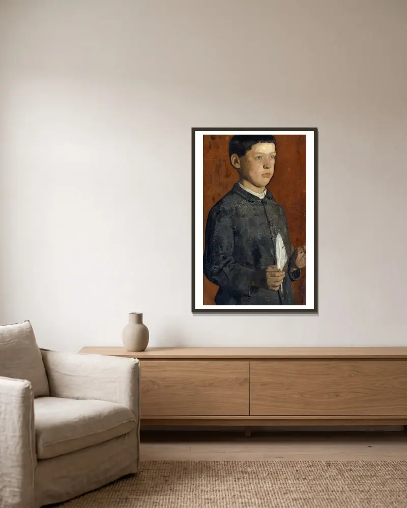 Porträtt av August Hodler (Studenten) av Ferdinand Hodler inramad på en vägg