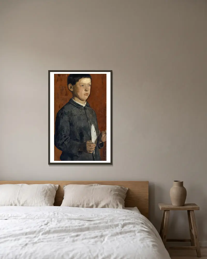 Porträtt av August Hodler (Studenten) av Ferdinand Hodler inramad på en vägg
