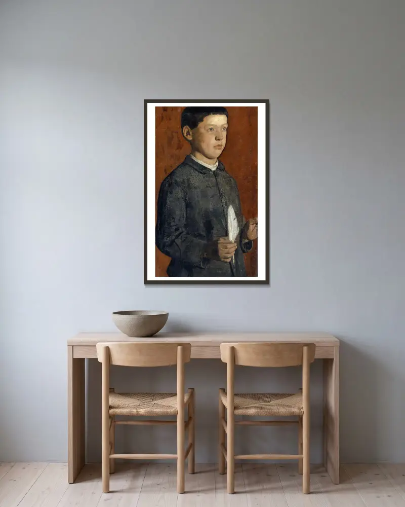 Porträtt av August Hodler (Studenten) av Ferdinand Hodler inramad på en vägg