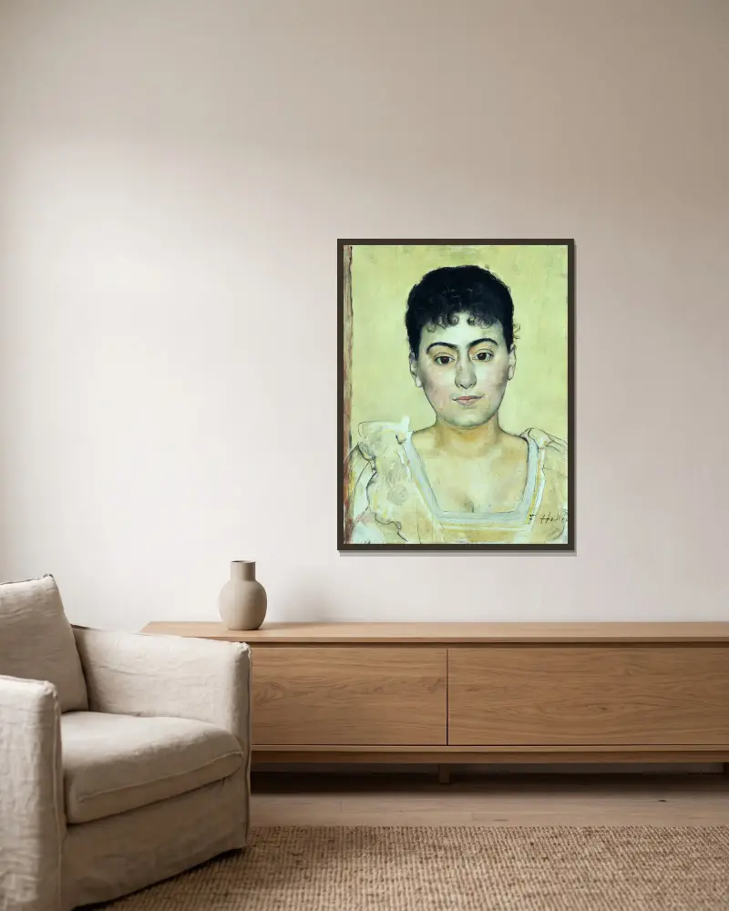 Porträtt av Madame de R. av Ferdinand Hodler inramad på en vägg