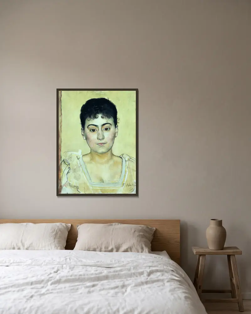Porträtt av Madame de R. av Ferdinand Hodler inramad på en vägg