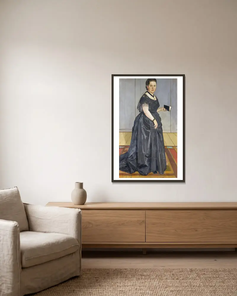 Porträtt av Maria Rosa Krebs-Schüpbach av Ferdinand Hodler inramad på en vägg