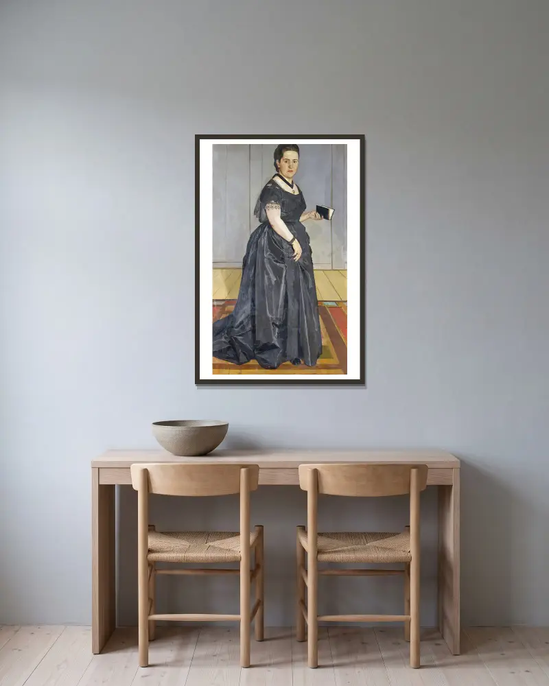 Porträtt av Maria Rosa Krebs-Schüpbach av Ferdinand Hodler inramad på en vägg