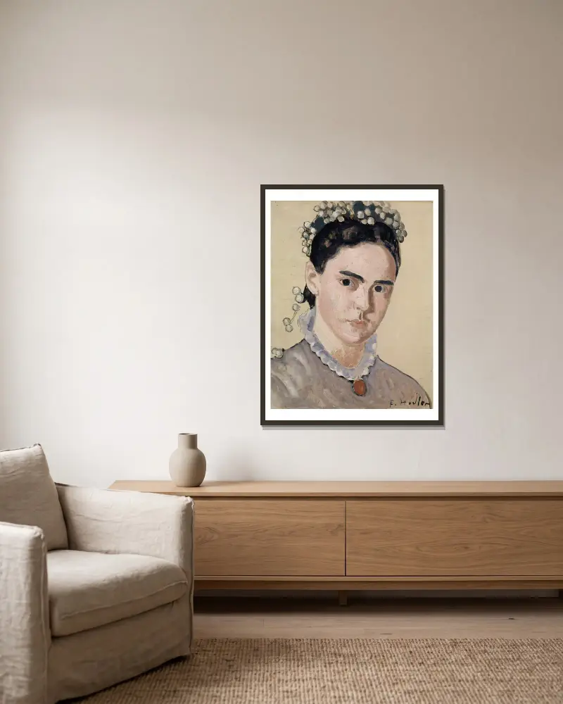 Porträtt av Marie Elise Bernhard-Hodler av Ferdinand Hodler inramad på en vägg