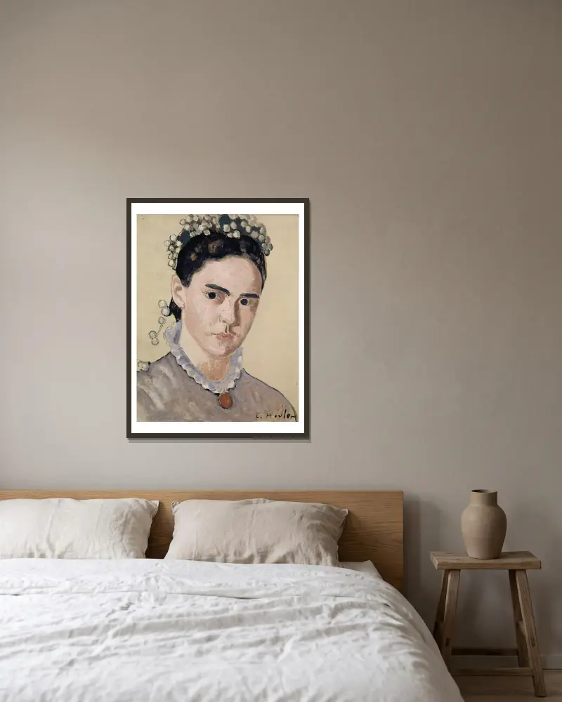 Porträtt av Marie Elise Bernhard-Hodler av Ferdinand Hodler inramad på en vägg