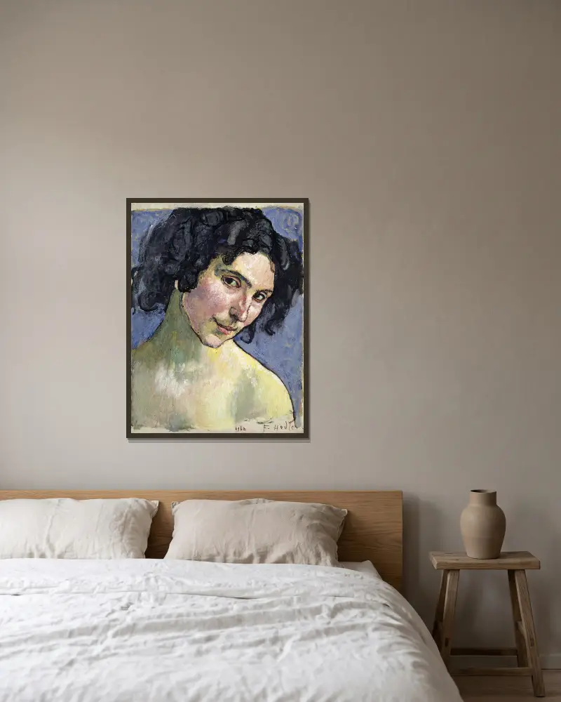 Porträtt av modellen Giulia Leonardi av Ferdinand Hodler inramad på en vägg