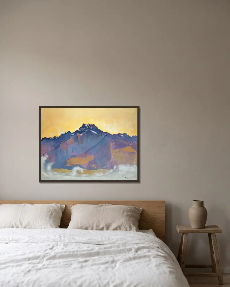 Dents du Midi sett från Chesières av Ferdinand Hodler inramad på en vägg