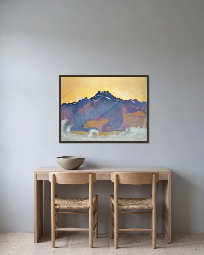Dents du Midi sett från Chesières av Ferdinand Hodler inramad på en vägg