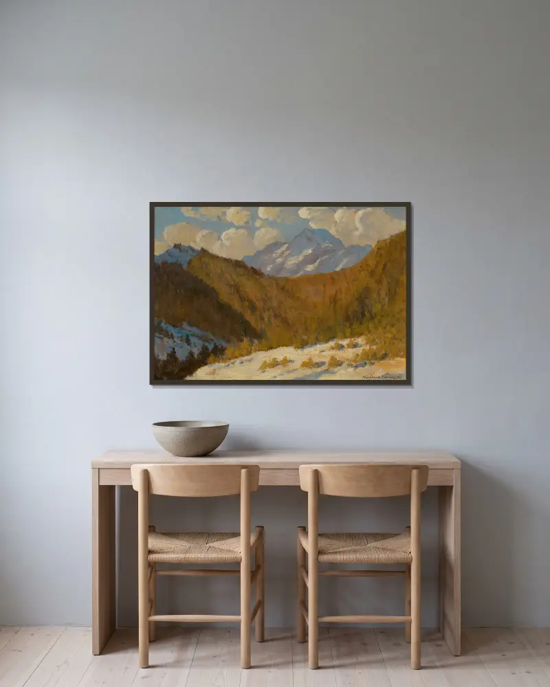 Früher Frühling in der Tatra von Ferdinand Katona gerahmt an einer Wand