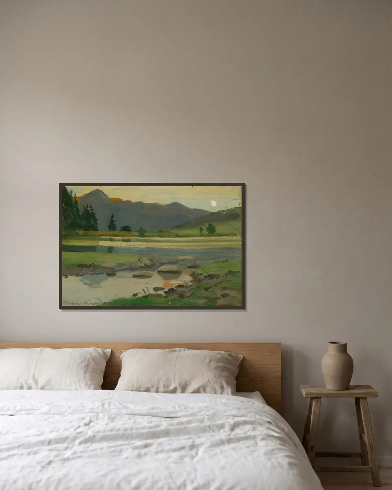 Landschaft, 1918 von Ferdinand Katona gerahmt an einer Wand