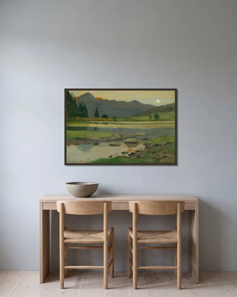 Landschaft, 1918 von Ferdinand Katona gerahmt an einer Wand