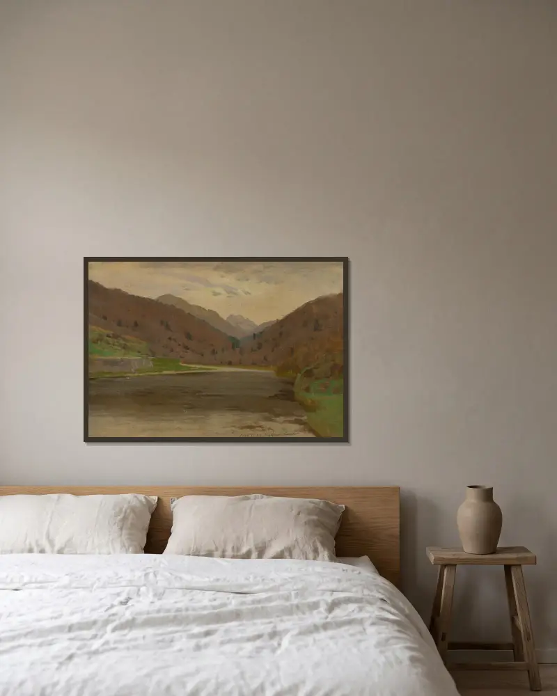 Mountain landscape av Ferdinand Katona inramad på en vägg