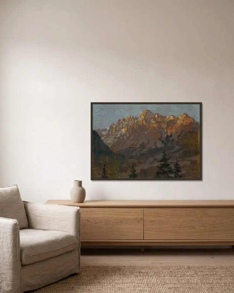 Tatras Motif av Ferdinand Katona inramad på en vägg