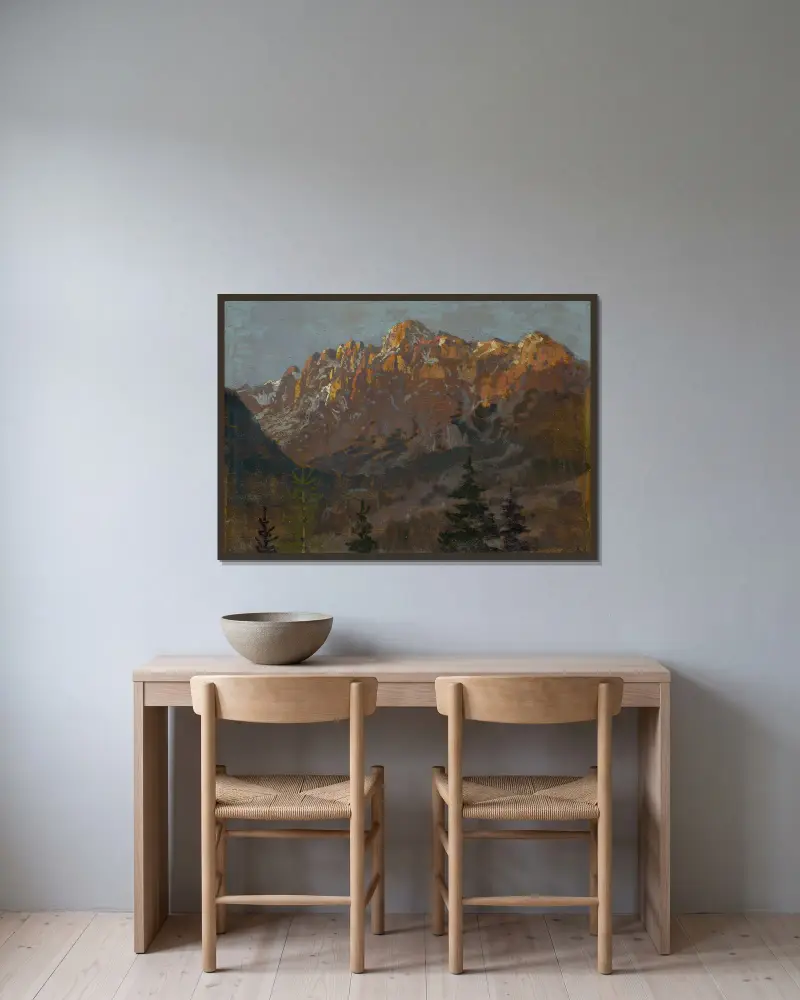 Tatras Motif av Ferdinand Katona inramad på en vägg
