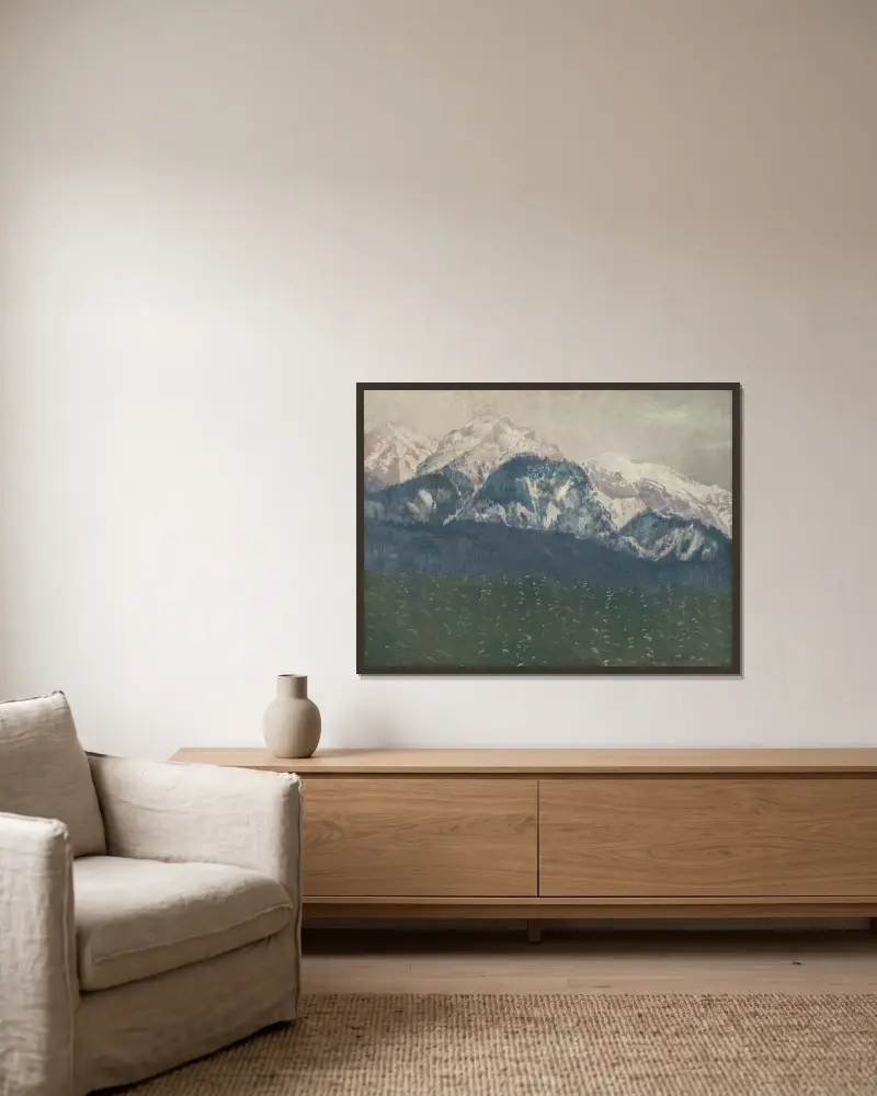 Blick auf die Hohe Tatra von Ferdinand Katona gerahmt an einer Wand