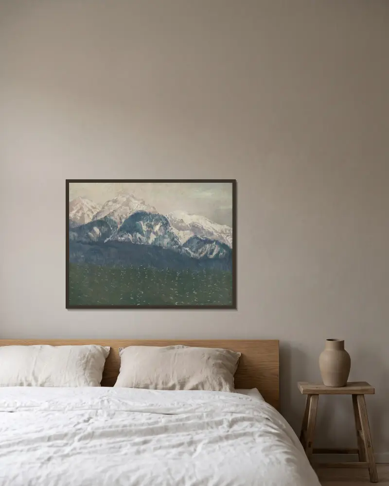 Blick auf die Hohe Tatra von Ferdinand Katona gerahmt an einer Wand