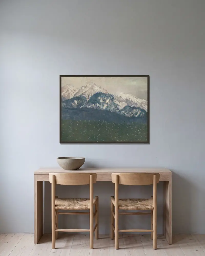 Blick auf die Hohe Tatra von Ferdinand Katona gerahmt an einer Wand