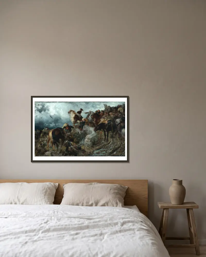 Wielki Elektor przed bitwą pod Fehrbellin, Ferdinand Keller w ramie na ścianie