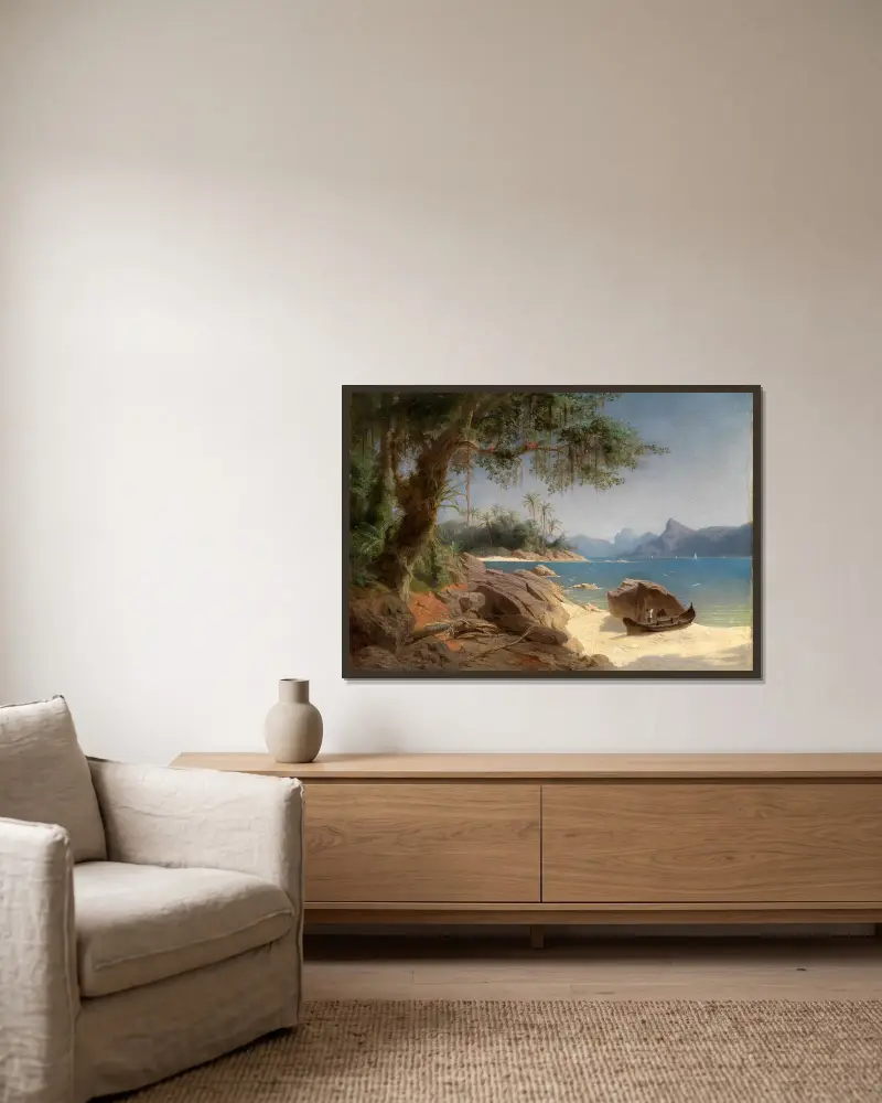 Küstenlandschaft bei Rio de Janeiro av Ferdinand Keller inramad på en vägg