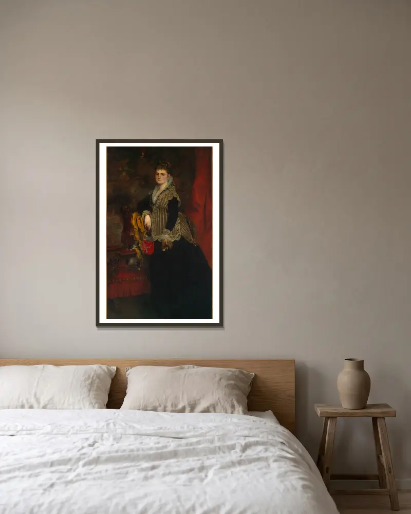 Porträtt av Wilhelmine Keller av Ferdinand Keller inramad på en vägg
