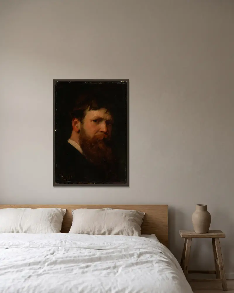 Self-portrait av Ferdinand Keller inramad på en vägg