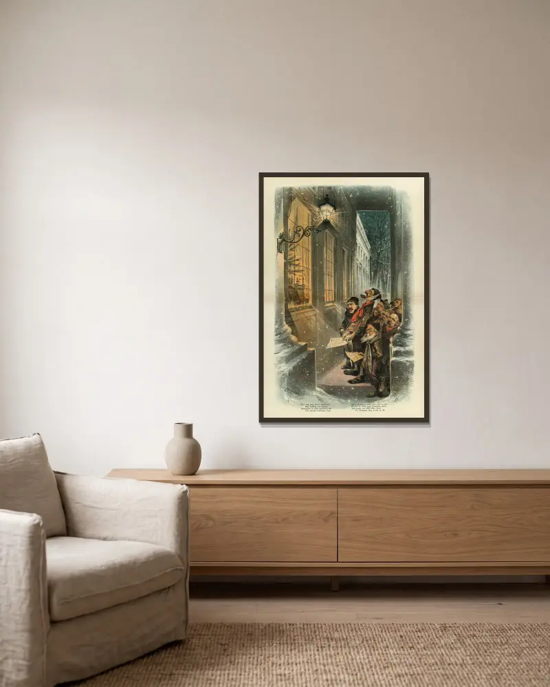 Das Weihnachtslied der 'Waits' von Joseph Ferdinand Keppler gerahmt an einer Wand