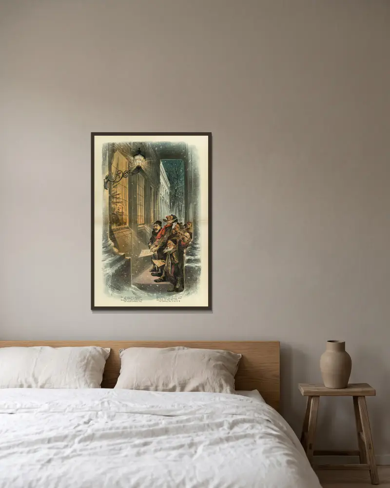 Das Weihnachtslied der 'Waits' von Joseph Ferdinand Keppler gerahmt an einer Wand