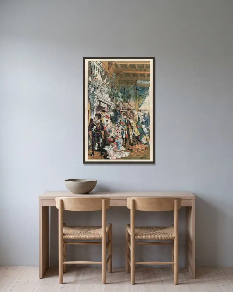 Säsongens stora reklambal av Joseph Ferdinand Keppler inramad på en vägg