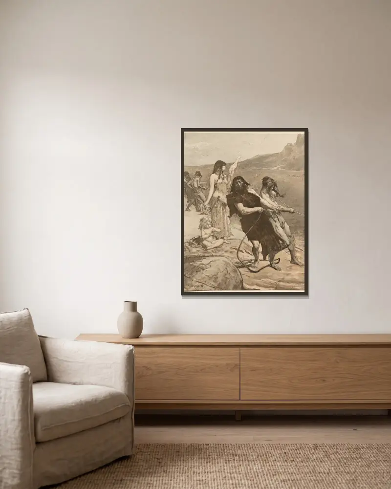 Pfahlbau-Stadt von Fernand Cormon gerahmt an einer Wand