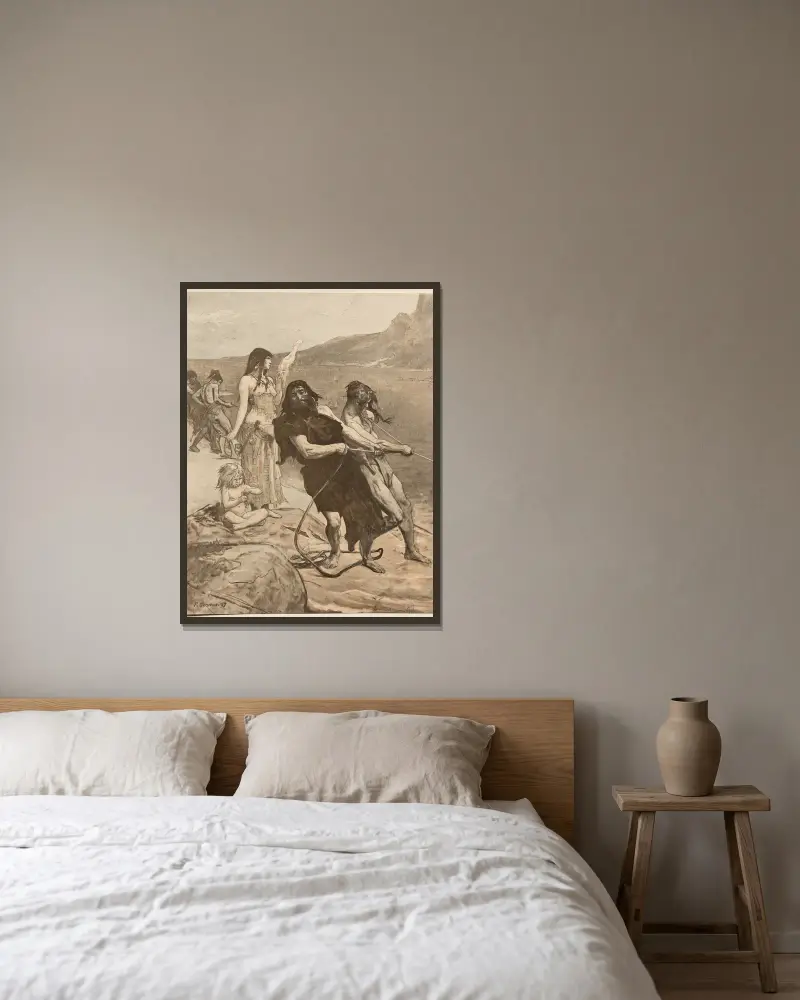 Pfahlbau-Stadt von Fernand Cormon gerahmt an einer Wand