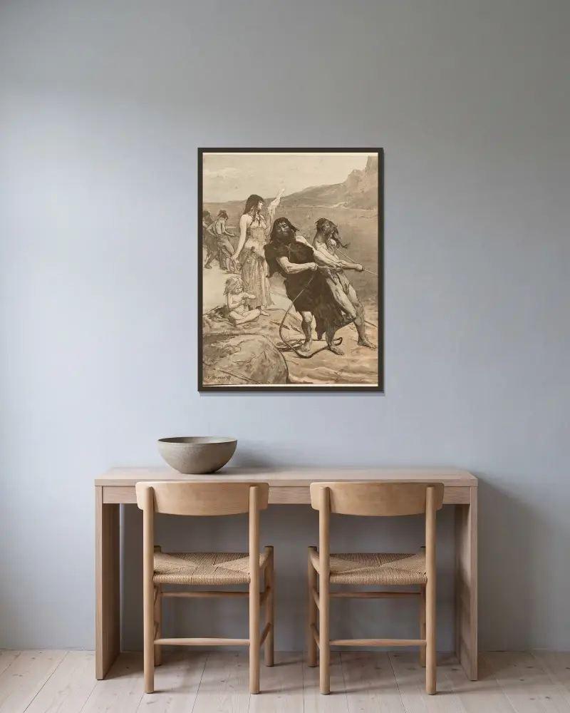 Pfahlbau-Stadt von Fernand Cormon gerahmt an einer Wand