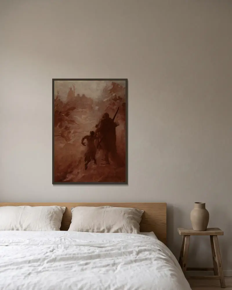 Le Satyre av Fernand Cormon inramad på en vägg