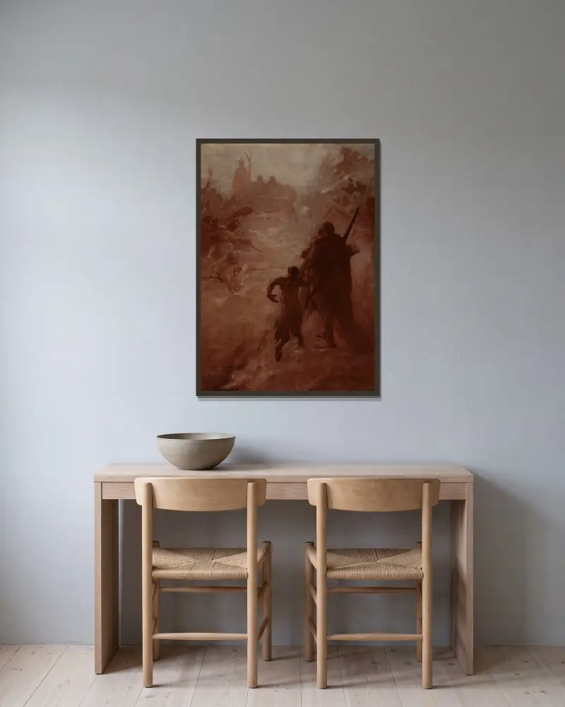 Le Satyre av Fernand Cormon inramad på en vägg