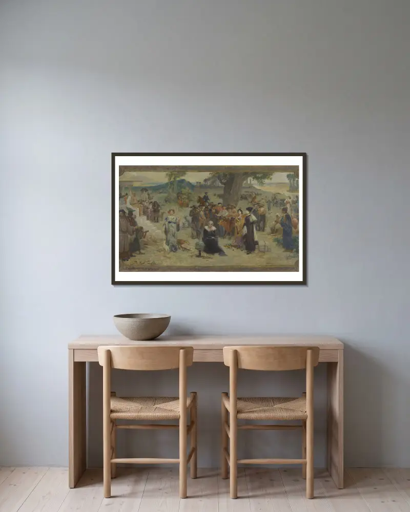 Die fünf Kontinente von Fernand Cormon gerahmt an einer Wand