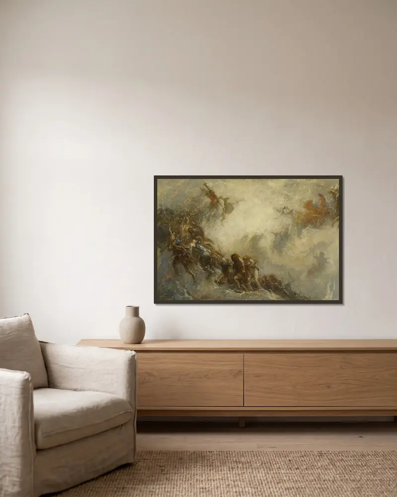 Les Races humaines av Fernand Cormon inramad på en vägg