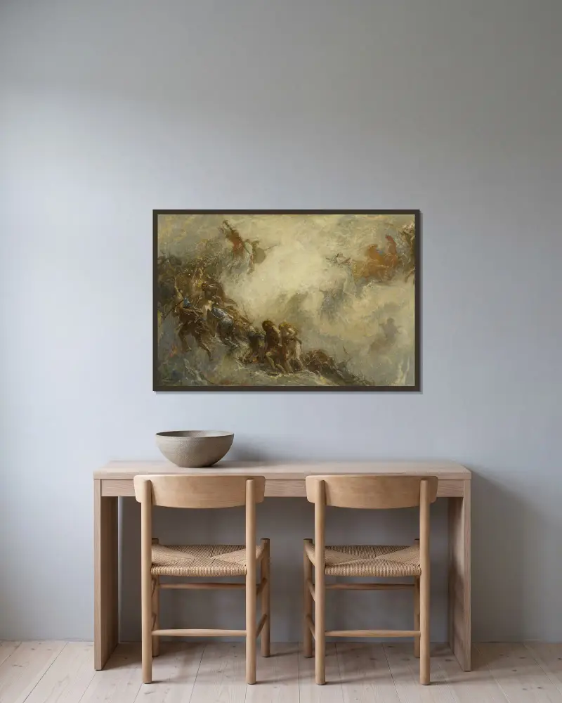 Les Races humaines av Fernand Cormon inramad på en vägg