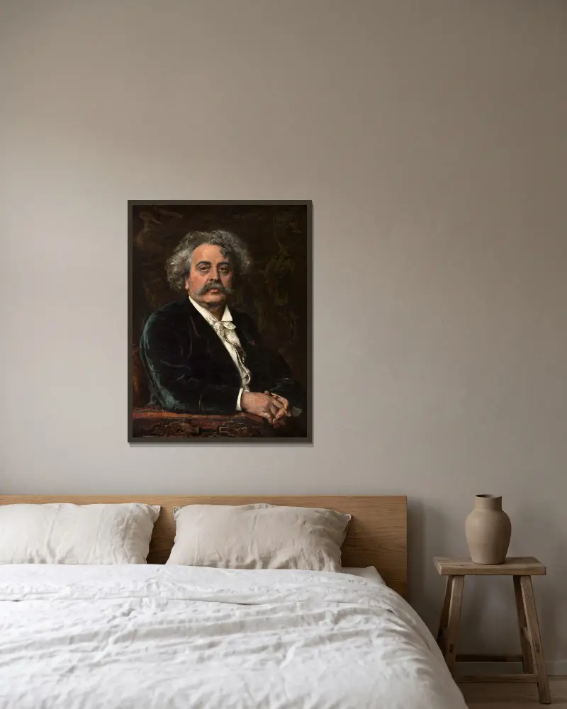 Portrait de Carrier-Belleuse av Fernand Cormon inramad på en vägg