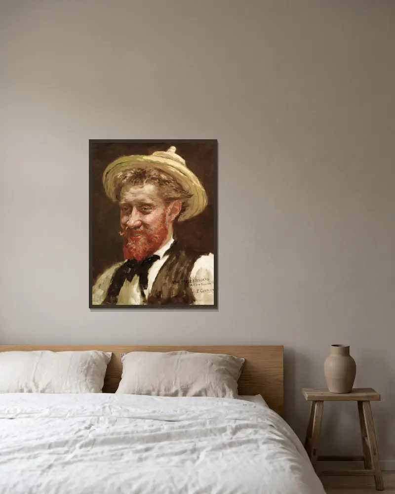 Portrait d’homme au chapeau av Fernand Cormon inramad på en vägg