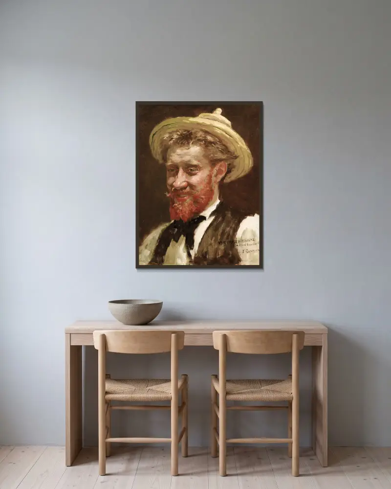 Portrait d’homme au chapeau av Fernand Cormon inramad på en vägg