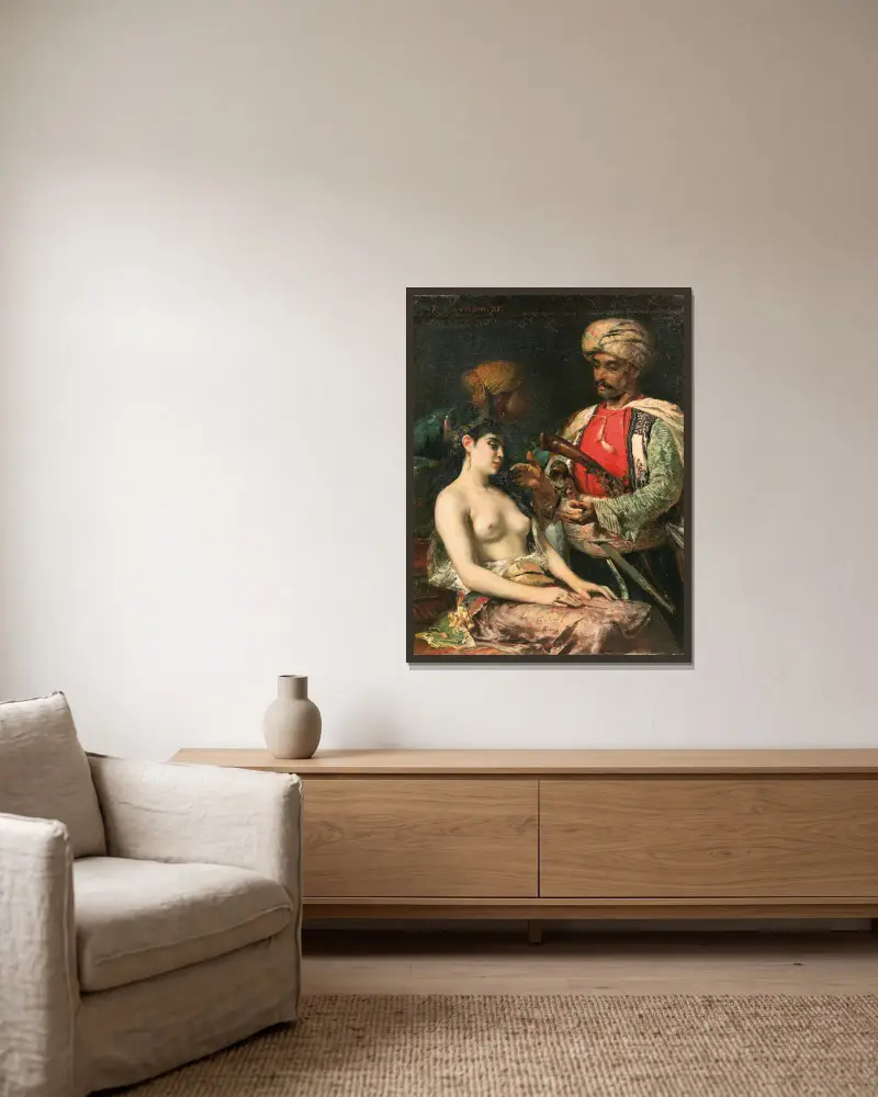 The New Favourite av Fernand Cormon inramad på en vägg