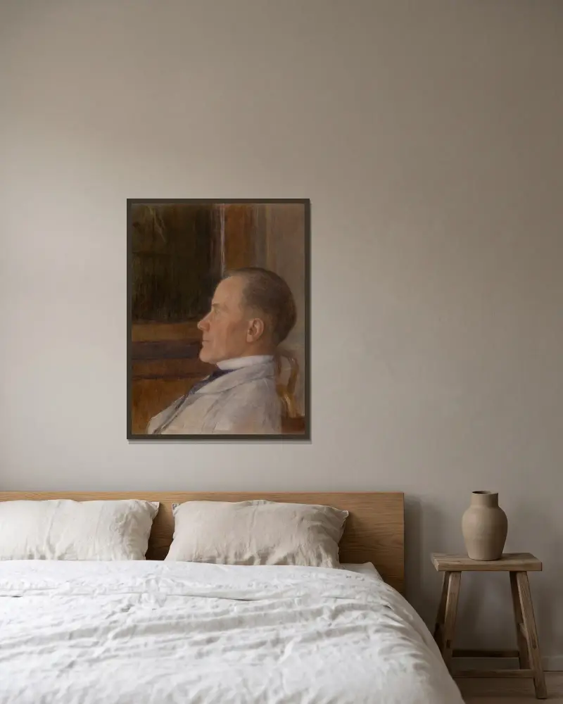 Edmond Khnopff, konstnärens far av Fernand Khnopff inramad på en vägg