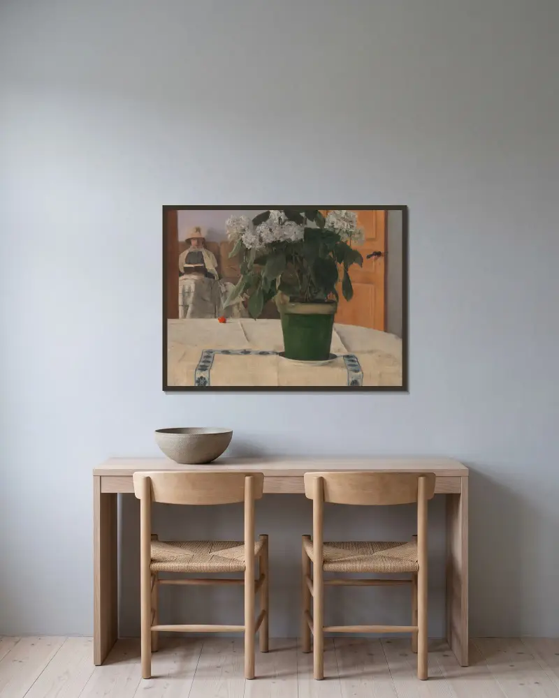 Hortensia av Fernand Khnopff inramad på en vägg