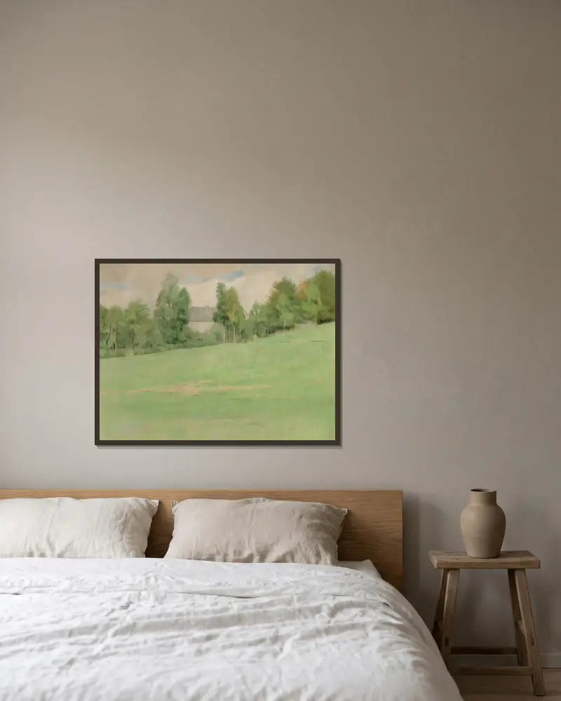 Die Ankunft der Morgendämmerung in Fosset von Fernand Khnopff gerahmt an einer Wand