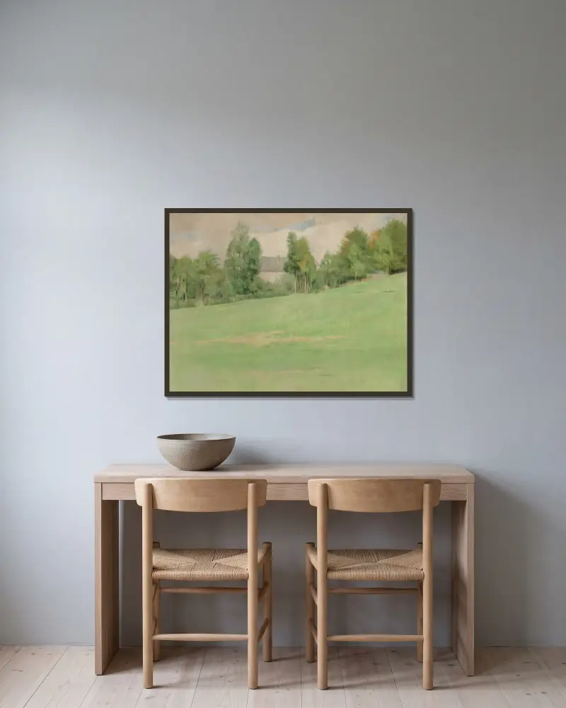 Die Ankunft der Morgendämmerung in Fosset von Fernand Khnopff gerahmt an einer Wand