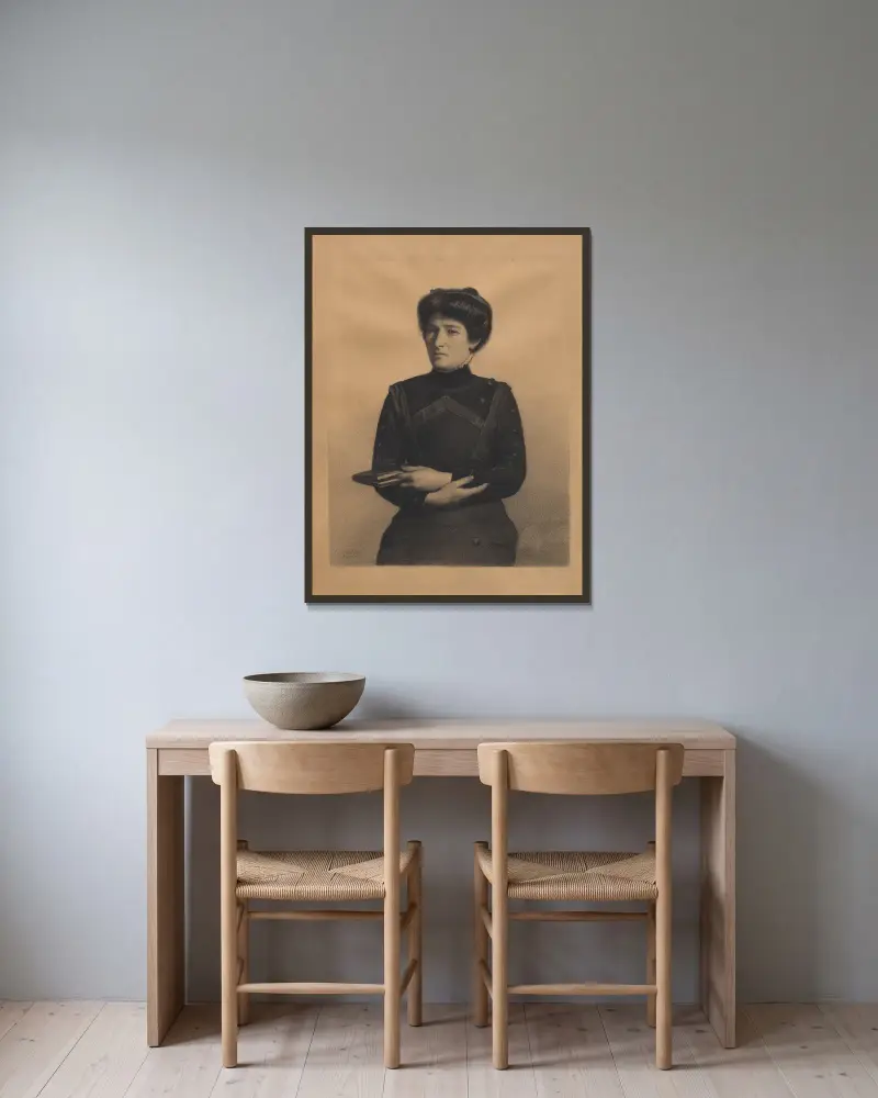 Porträtt av Madame Jules Ricard, född Augustine Bulteau av Fernand Khnopff inramad på en vägg